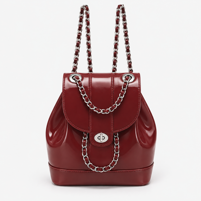 Women's Chain Mini Leather Backpack
