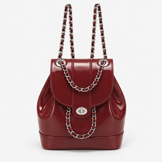 Women's Chain Mini Leather Backpack