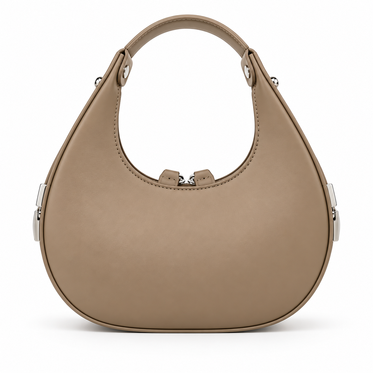 Khaki crescent bag, back view