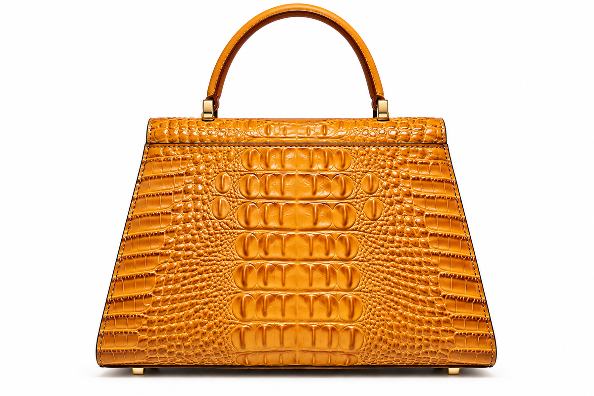 Women's Croc-Embossed Shoulder Bag in Brown, view 2
