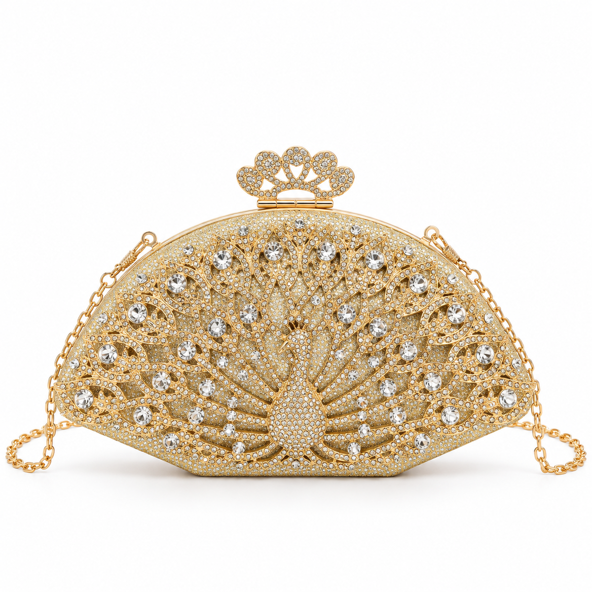 Women's Rhinestone Peacock Fan Evening Clutch