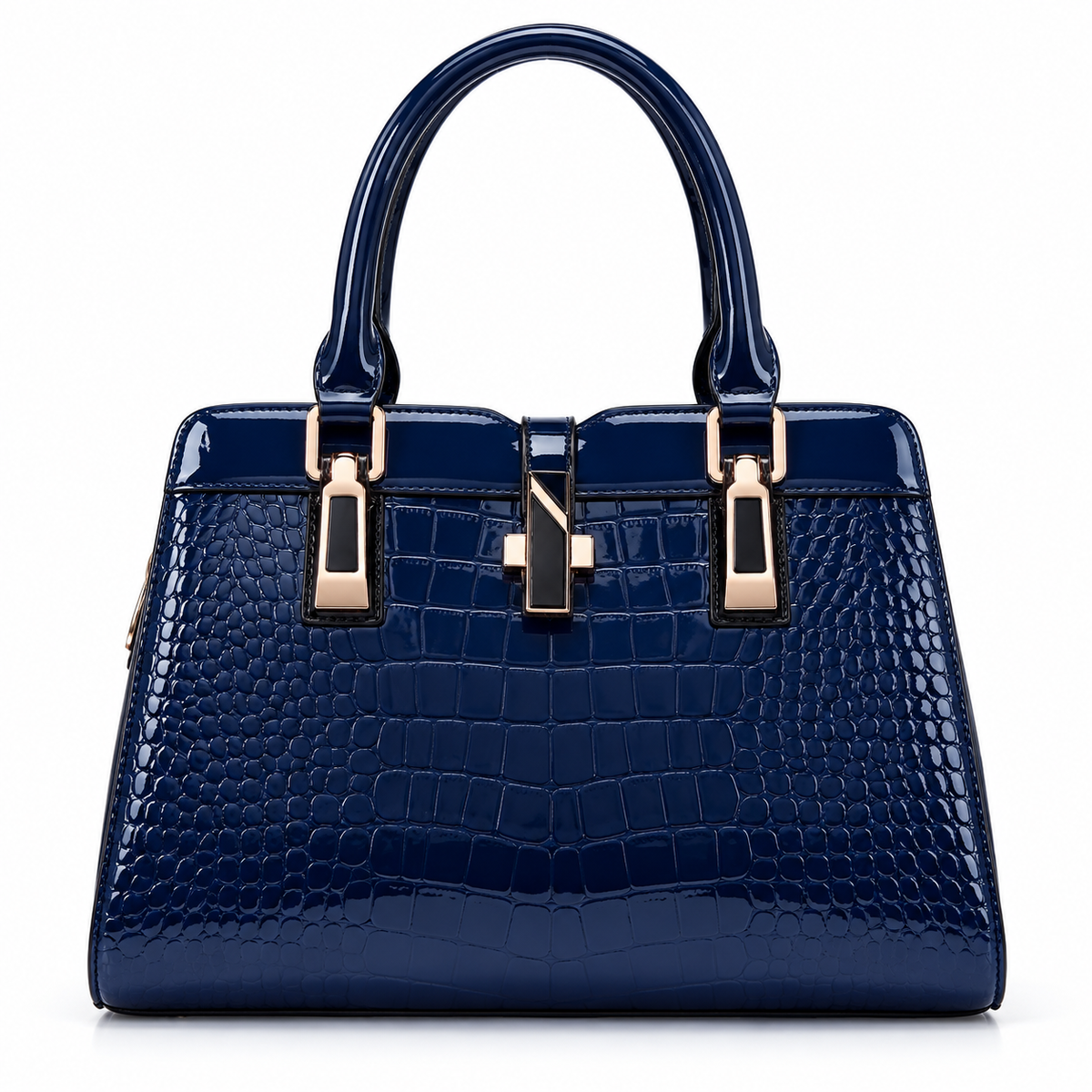 The Gloss Croc Vegan Leather Satchel Handbag by Pevell, view 4