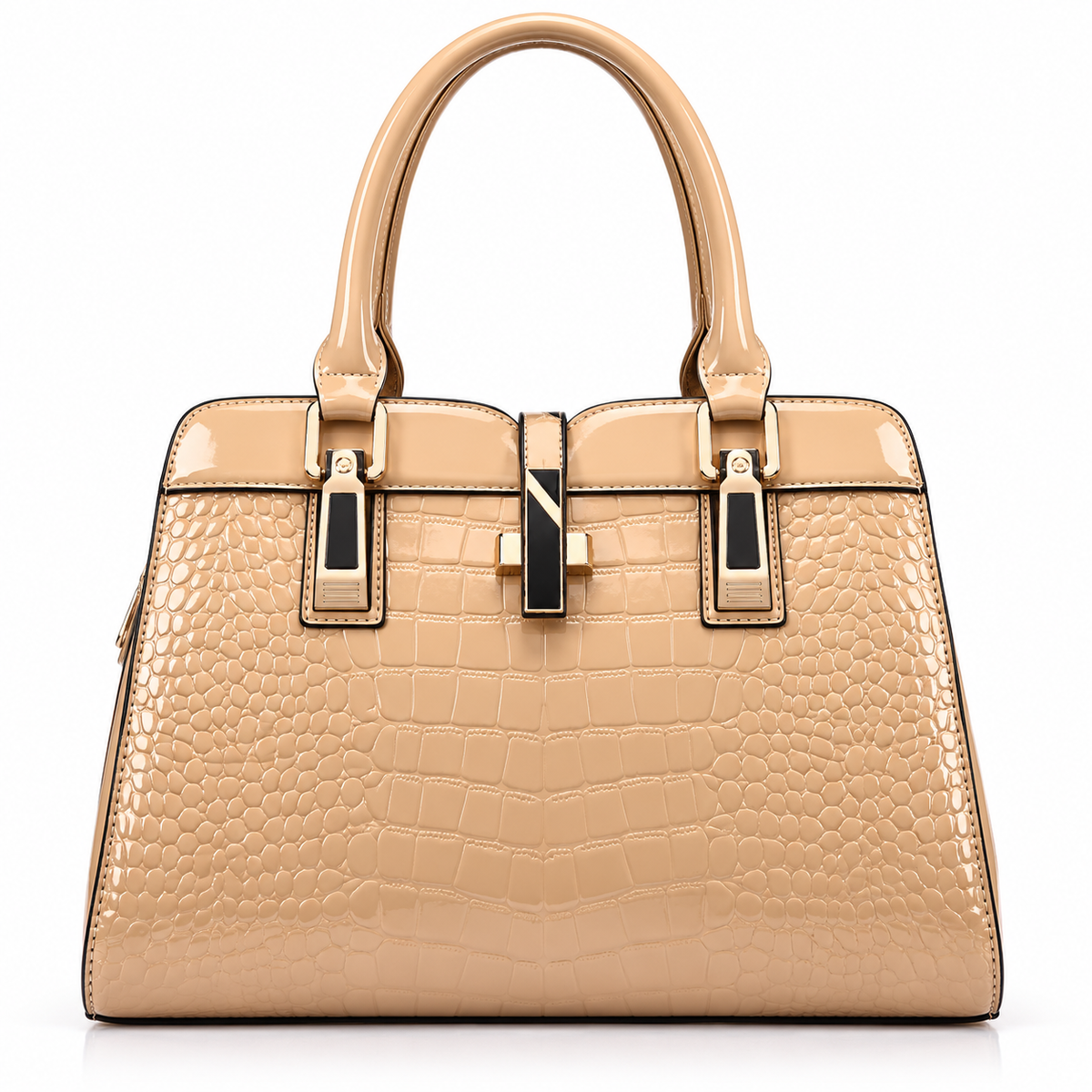 The Gloss Croc Vegan Leather Satchel Handbag by Pevell, view 2