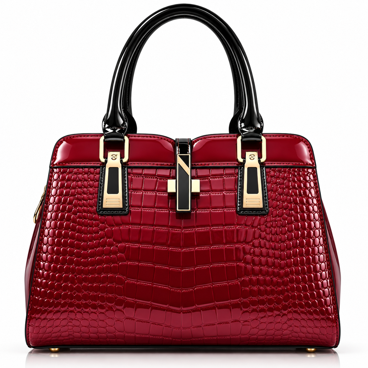 The Gloss Croc Vegan Leather Satchel Handbag by Pevell, view 5