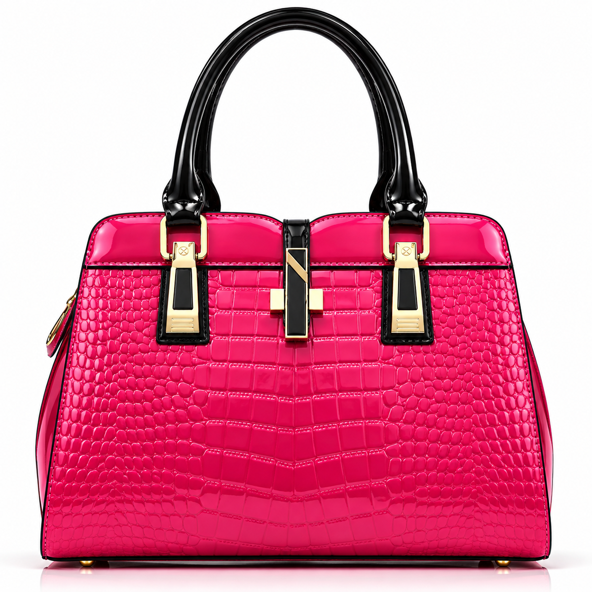 The Gloss Croc Vegan Leather Satchel Handbag by Pevell, view 1