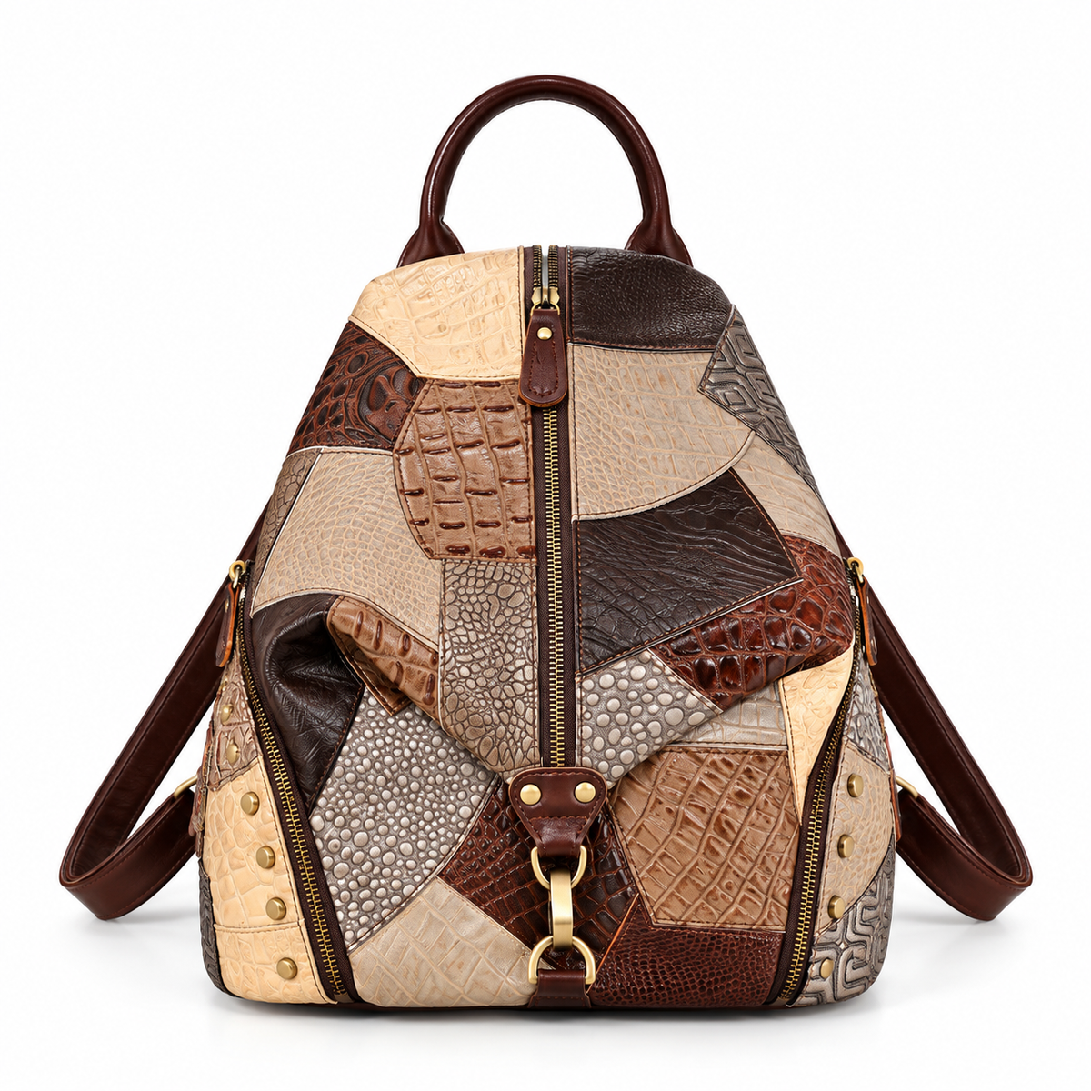 Women's Large Retro Leather Backpack by Pevell, view 2