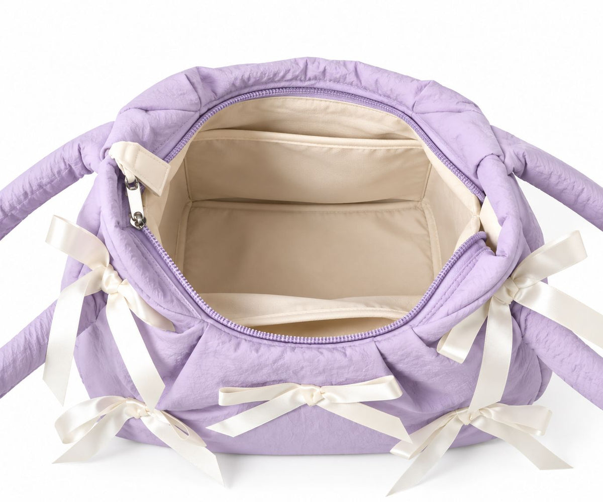Women's Bow Nylon Crossbody Bag in Purple, view 2