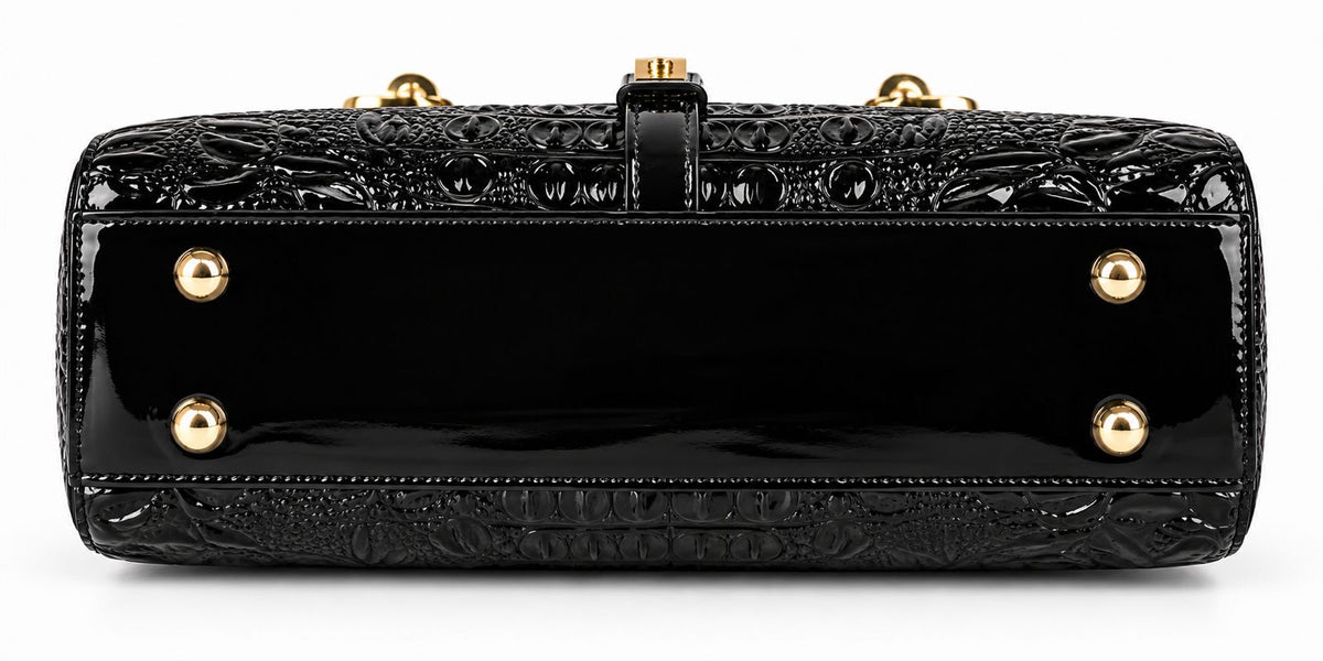 Women's Vintage Vegan Leather Shoulder Bag in Black, view 2
