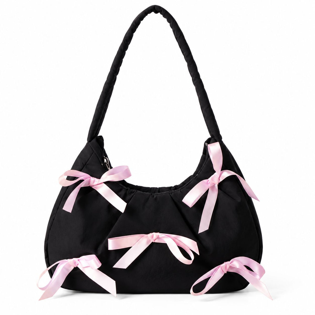Women's Crinkled Nylon Bow Shoulder Bag