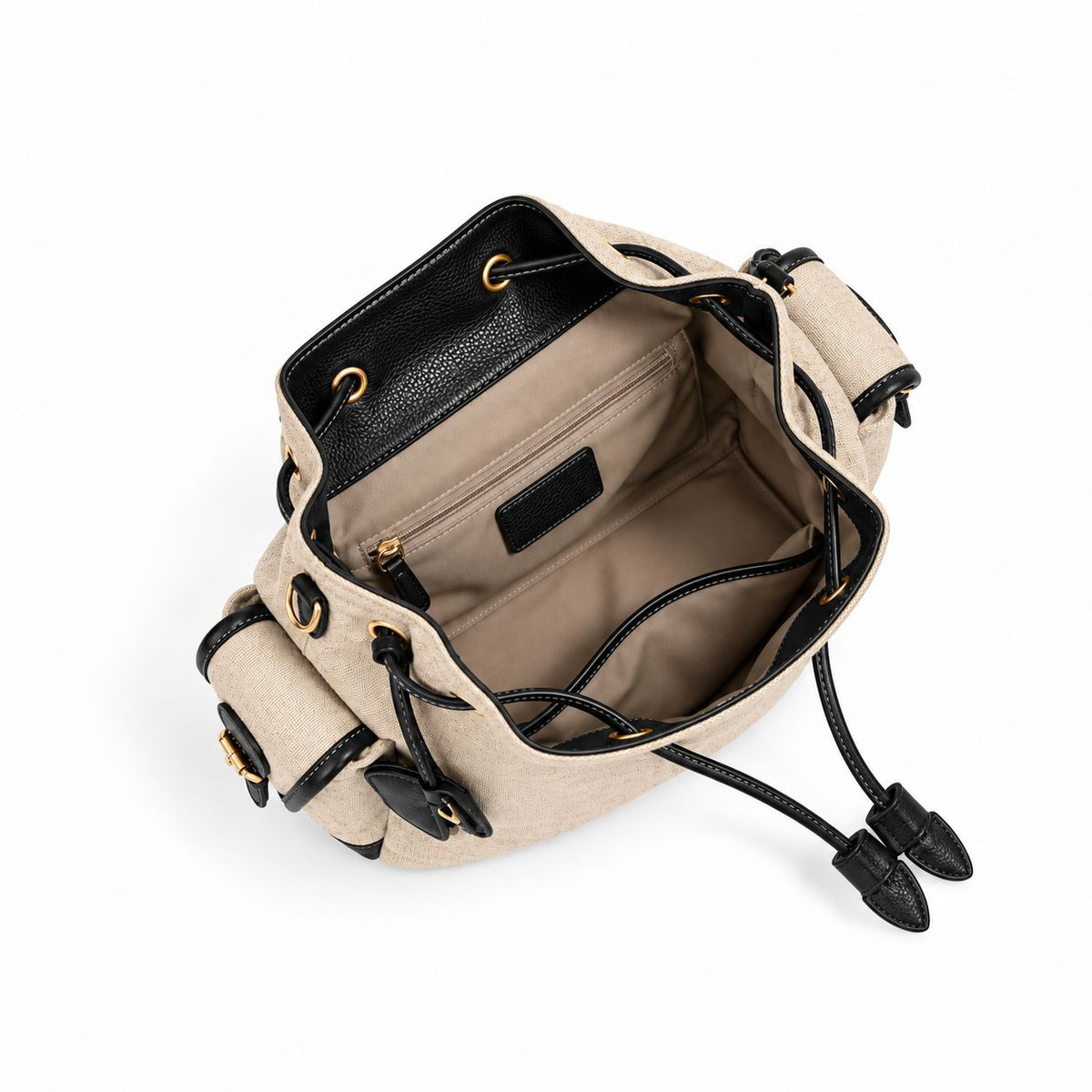 Women's Linen Summer Backpack in Black, view 3