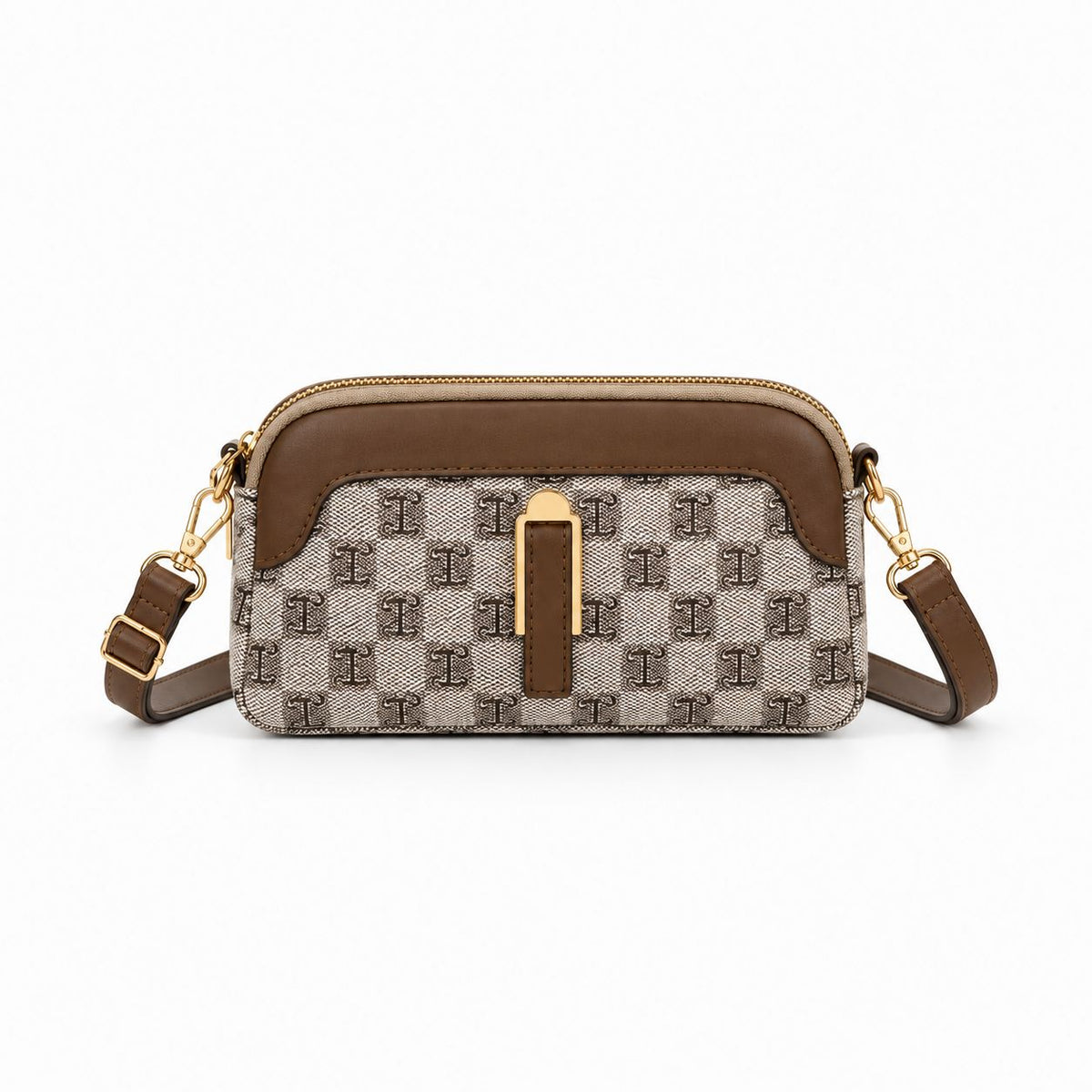 Women's Mini Camera Crossbody Bag with Gold Ring Detail