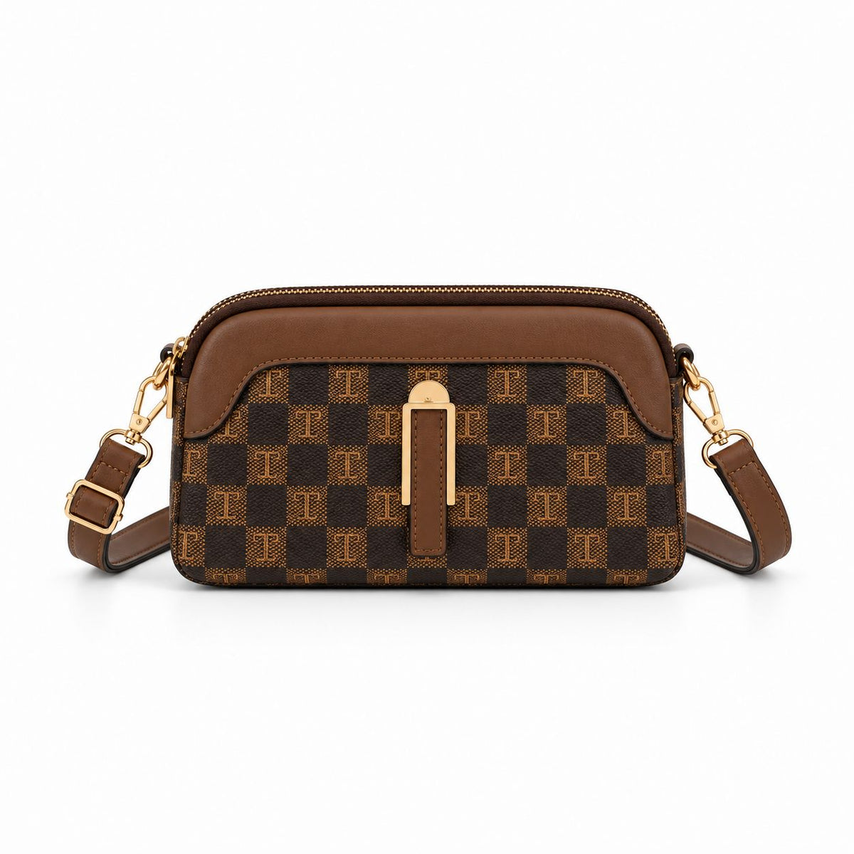 Women's Mini Camera Crossbody Bag with Gold Ring Detail