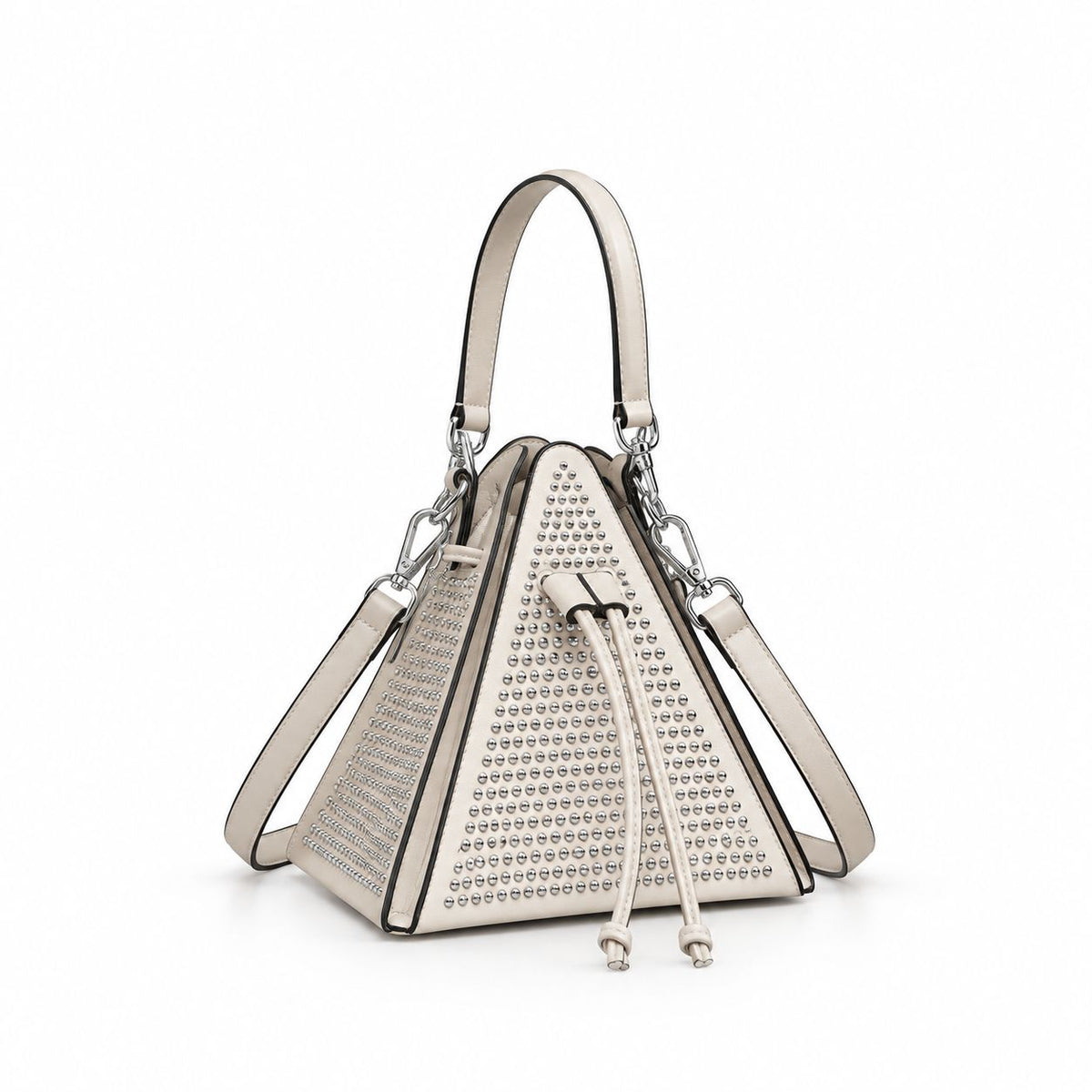 Women's Triangle Pyramid Mini Bag with Drawstring