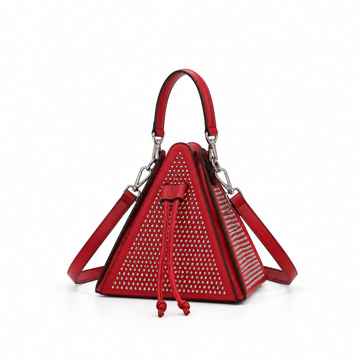 Women's Triangle Pyramid Mini Bag with Drawstring