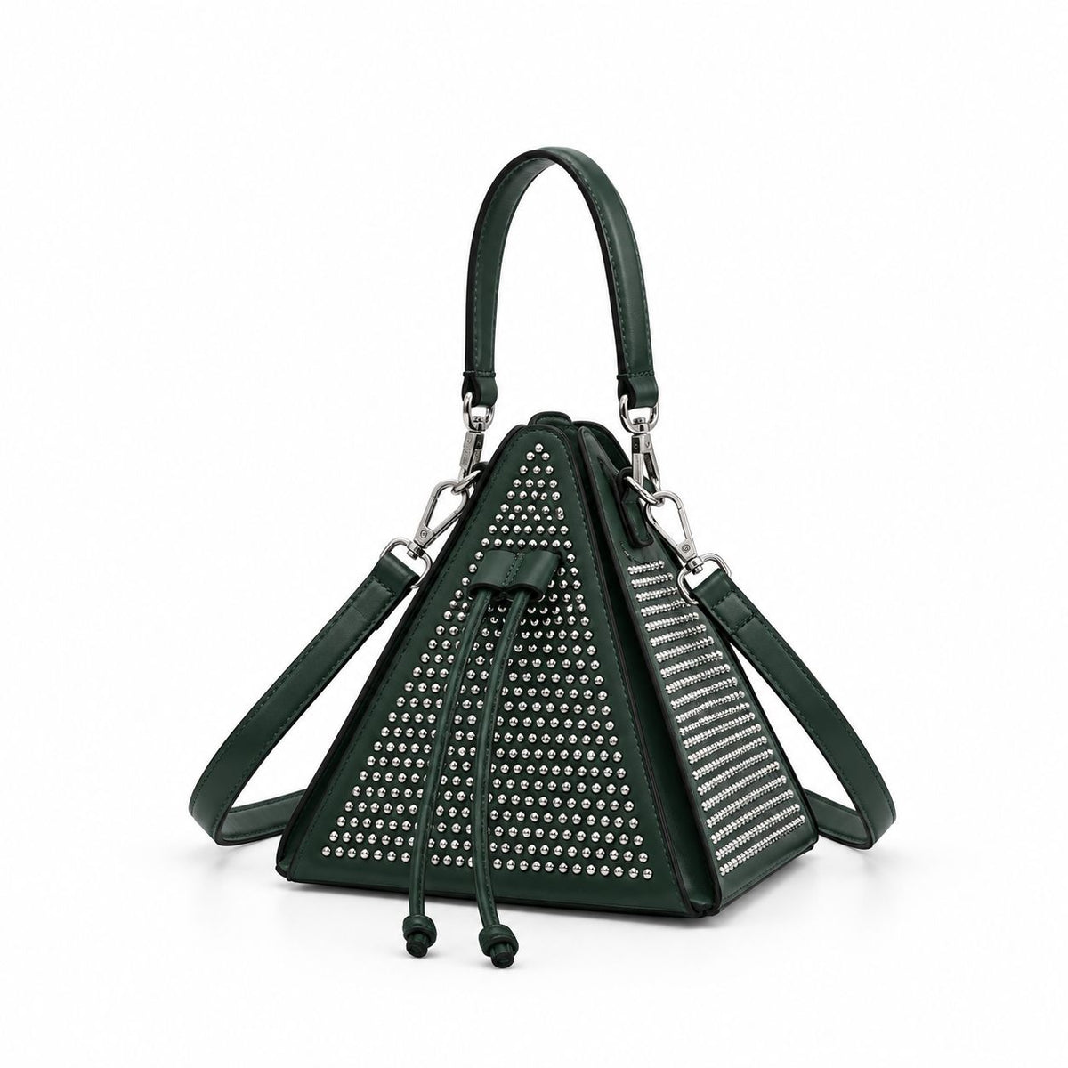 Women's Triangle Pyramid Mini Bag with Drawstring