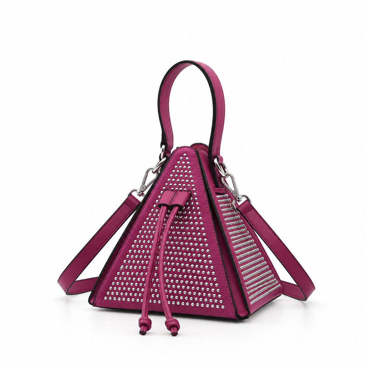 Women's Triangle Pyramid Mini Bag with Drawstring