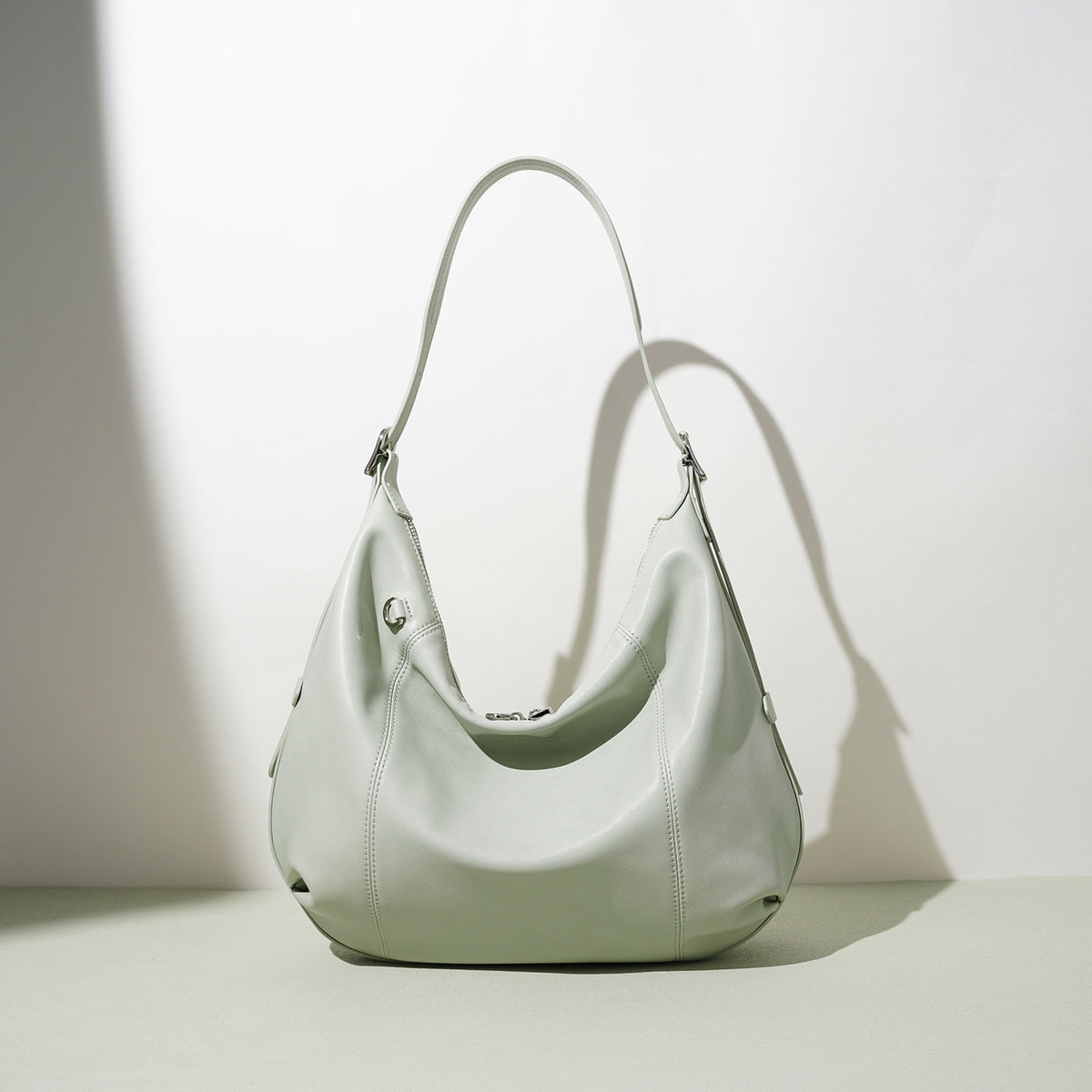 The Soft Crescent Genuine Leather Hobo Bag