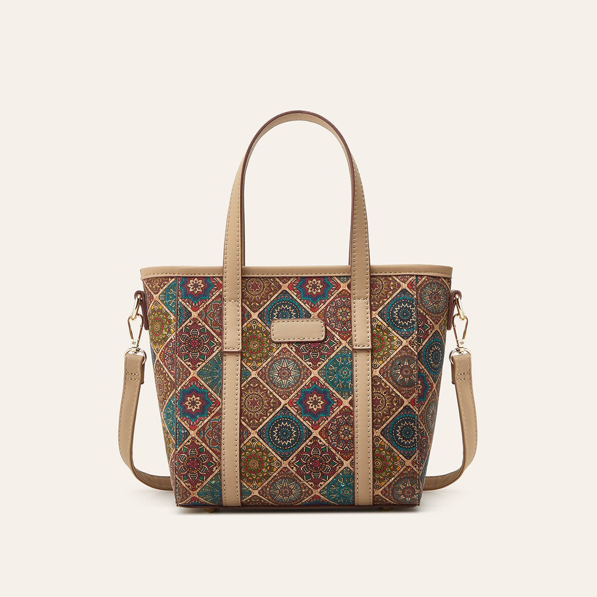 Women's Boho Printed Cork Mini Tote Bag