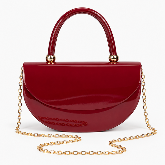 PEVELL glossy handbag — Wine Red front view