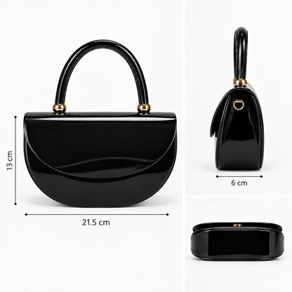 PEVELL glossy handbag — Black dimensions